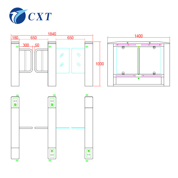 Brushless Motor Swing Barrier Gate Anti Collision Smart Durable For Subway Station 136