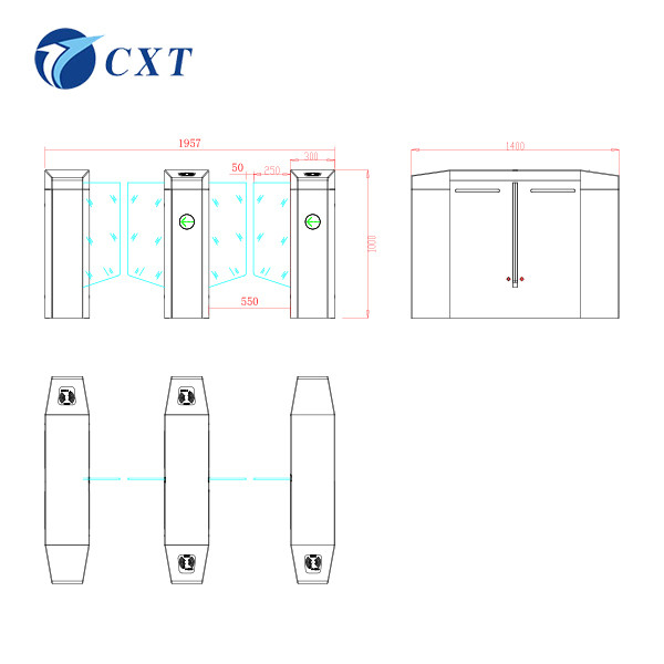 Half Height Glass Swing Turnstile Electric Fingerprint 30-40 People/Min Passing Speed 510B-