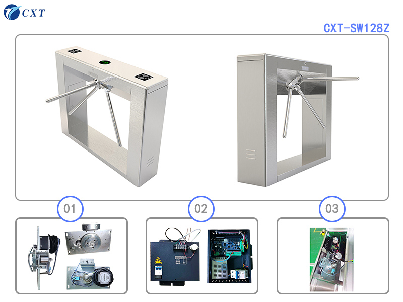 Bridge Type Tripod Turnstile Gate Fully Automatic with RS485 Interface and 40 Persons/Min Capacity in 1200x280x980mm Size