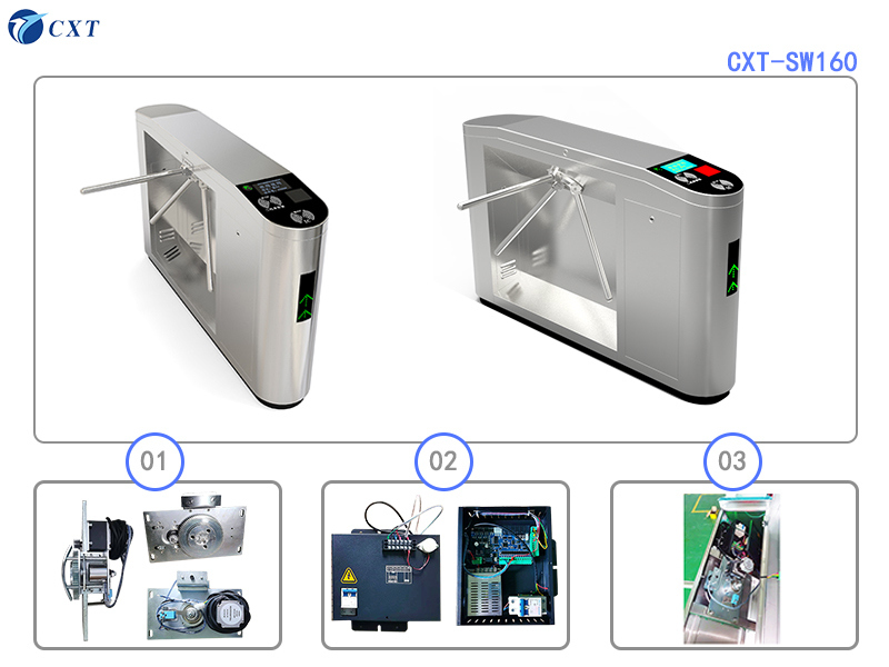 Bridge Type Tripod Turnstile Gate with 1200x280x980mm Dimensions 510mm Pole Length and 30W/24V DC Brushless Motor