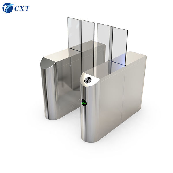 Glass Sliding Turnstile with Tempered Glass and Stainless Steel for Sliding Operation Mode and RS485 TCP/IP Interfaces