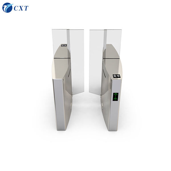 1400mm Glass Sliding Turnstile with Anti-pinch Safety Features, Emergency Fire Alarm Integration, and Electromagnetic Lock for Office Buildings