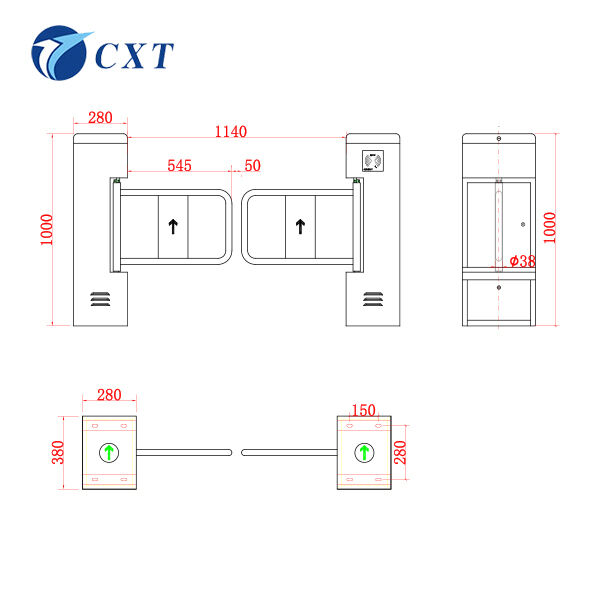 Facial Recognition Swing Barrier Gate with 168mm Pillar Diameter and 180 Degree Arm Turning for -15°C to 50°C Temperature Range