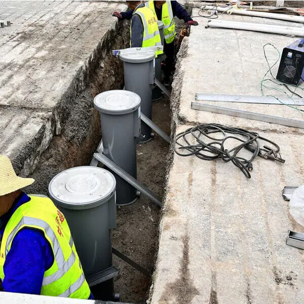 Shallow Mounted Two Stage Telescopic Pneumatic Automatic Bollard with IP68 Waterproof Protection