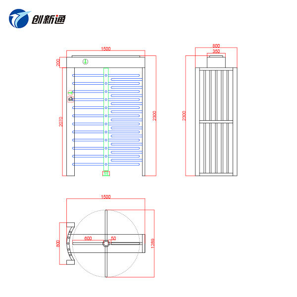Full Height Turnstile Gate with 1200 Mm Depth for Extreme Cold Environments Minus 60 Degrees Celsius and 24V DC Power