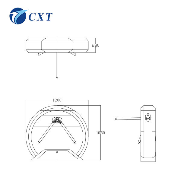 Dry Contact Control Signal Tripod Turnstile Gate with Hoverport Technology and Programmable Opening Angle for Access Control