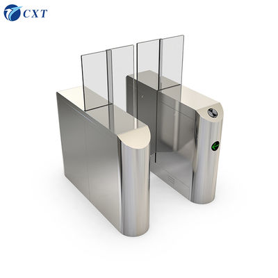 Glass Sliding Turnstile with Tempered Glass and Stainless Steel for Sliding Operation Mode and RS485 TCP/IP Interfaces
