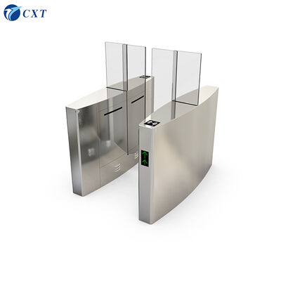 1400mm Glass Sliding Turnstile with Anti-pinch Safety Features, Emergency Fire Alarm Integration, and Electromagnetic Lock for Office Buildings