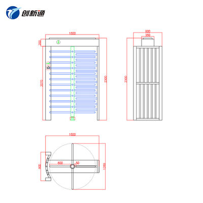 Full Height Turnstile Gate with 1200 Mm Depth for Extreme Cold Environments Minus 60 Degrees Celsius and 24V DC Power