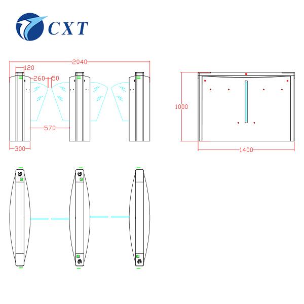 Clubhouse Automatic Office Barrier Gate Flap Barrier Turnstile 140C 3