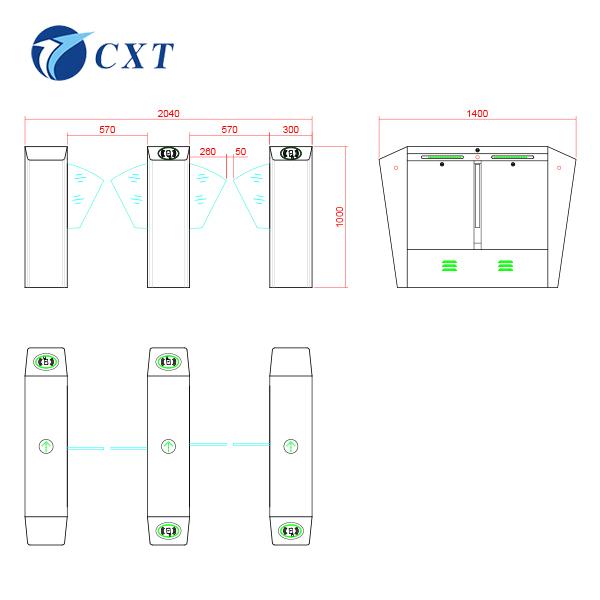 30-40 People/Min Office Security Barrier Gate Retractable Flap Barrier 140X 3