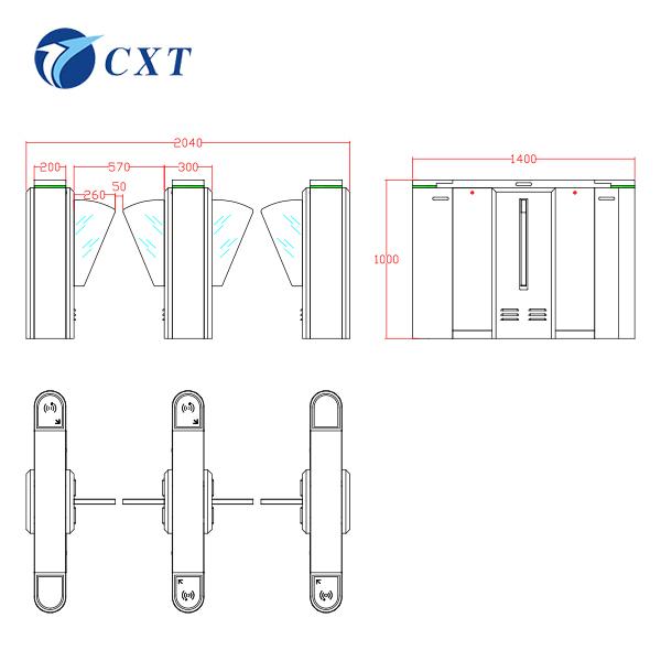 Office 300 People/Min Flap Gate Barrier Automatic Systems Turnstiles YW200 3