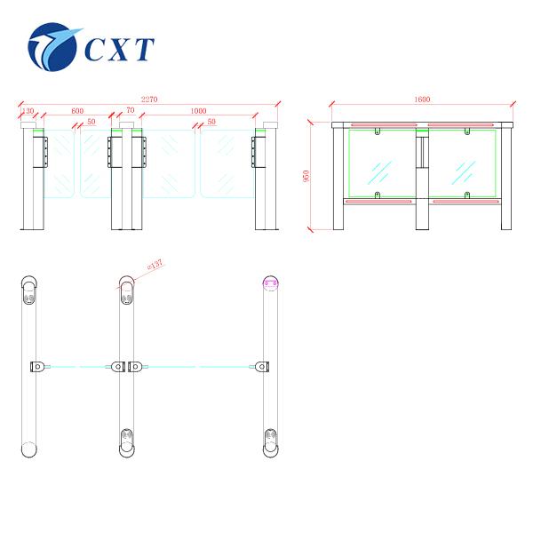 Office Building Waterproof Waist Height Turnstile Glass Swing Turnstile114a 2